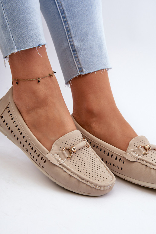 sieviešu mokasīni  ar ornamentiem smilšu krāsas Kaydance