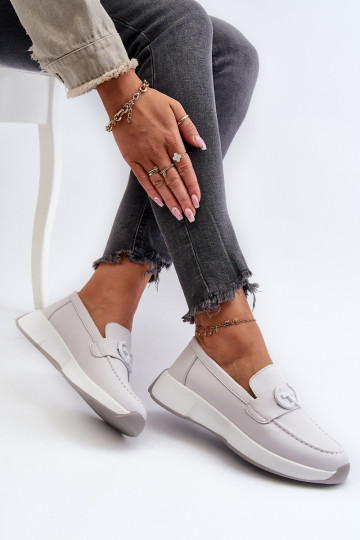 Sieviešu mokasīni ar apzeltītu zoli Pelēkas krāsas S.Barski LR490 2