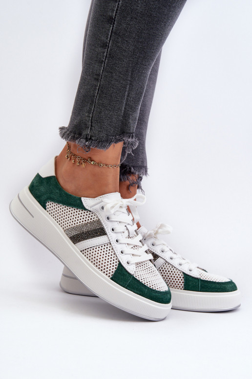 Sneakers modeļa apavi D&A LR110 zaļš-baltas krāsas