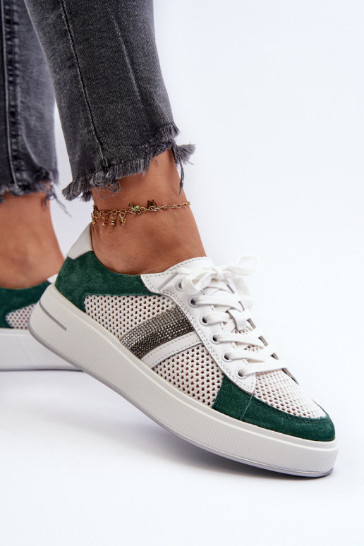 Sneakers modeļa apavi D&A LR110 zaļš-baltas krāsas