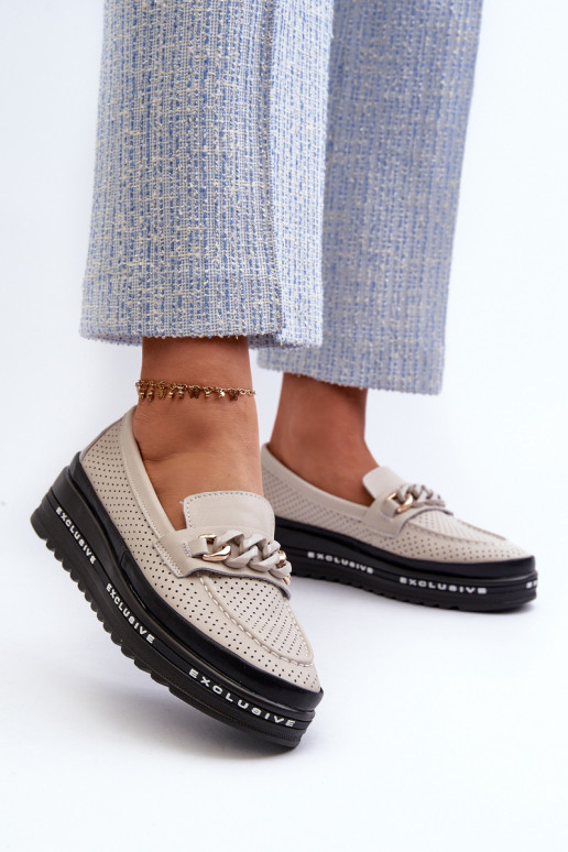 sieviešu mokasīni   ar platformu  S.Barski LR618 smilšu krāsas