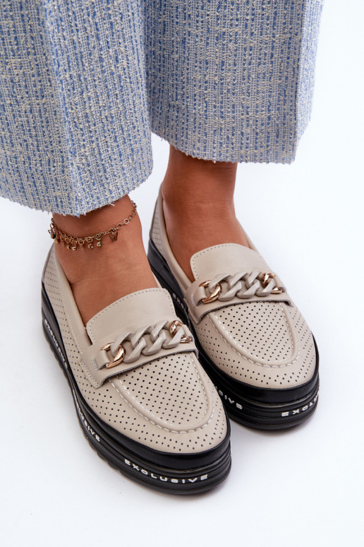 sieviešu mokasīni   ar platformu  S.Barski LR618 smilšu krāsas