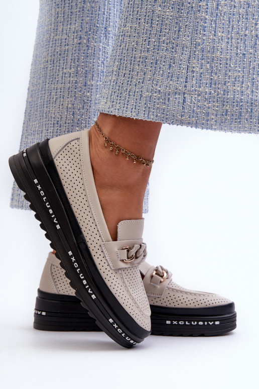 sieviešu mokasīni   ar platformu  S.Barski LR618 smilšu krāsas