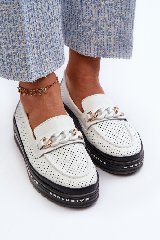 sieviešu mokasīni   ar platformu  S.Barski LR618 baltas krāsas