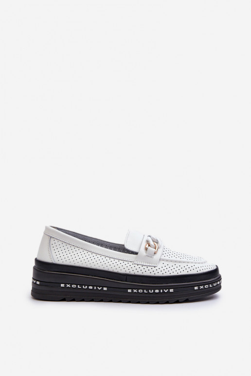 sieviešu mokasīni   ar platformu  S.Barski LR618 baltas krāsas