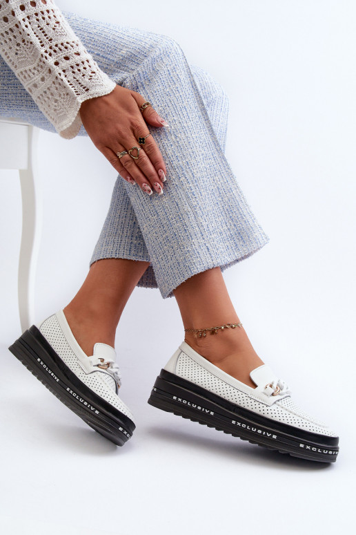 sieviešu mokasīni   ar platformu  S.Barski LR618 baltas krāsas