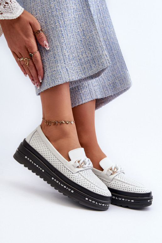 sieviešu mokasīni   ar platformu  S.Barski LR618 baltas krāsas