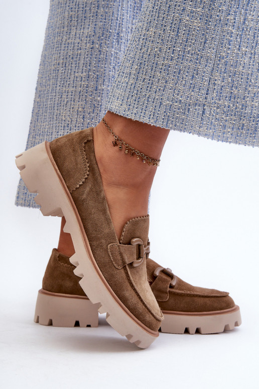 Zamšādas mokasīni  ar ornamentiem D&A TW117 brūnas krāsas