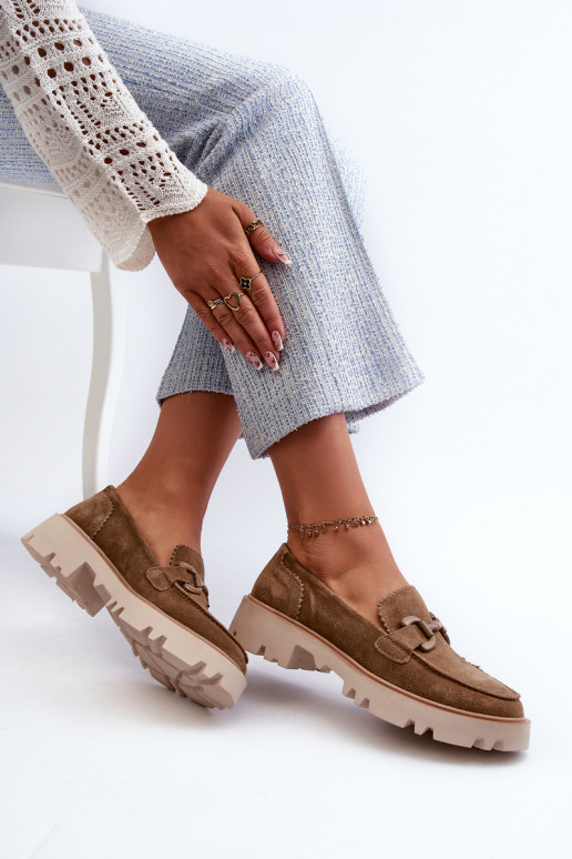 Zamšādas mokasīni  ar ornamentiem D&A TW117 brūnas krāsas