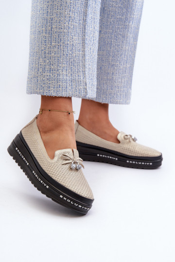 Spīdīgi mokasīni    ar platformu S.Barski LR400 Zelta krāsas