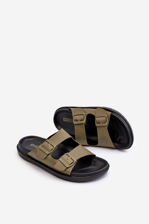 Vieglas vīriešu čības ar sprādzēm Big Star NN174592 haki krāsas