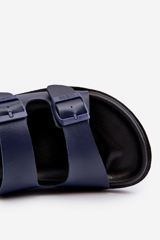 Vieglas vīriešu čības ar sprādzēm Big Star NN174593 tumši zilas krāsas