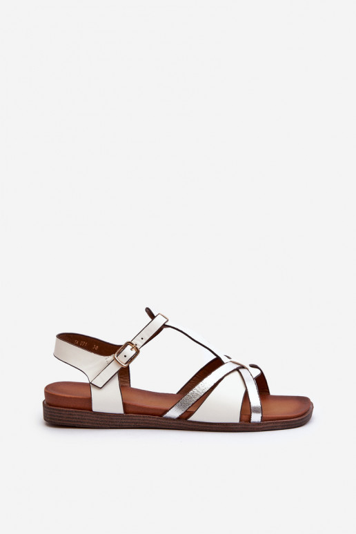 līdzenas zoles basenes no eko ādas Sergio Leone SK071H baltas krāsas