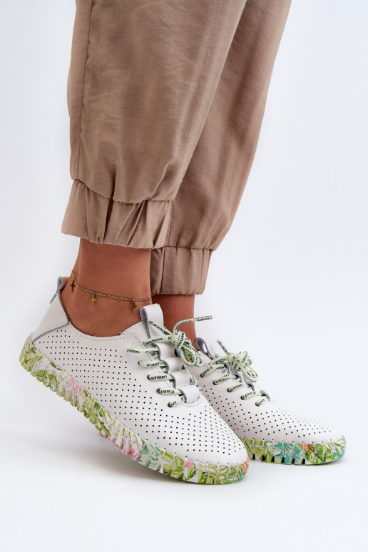 Sznurowe apavi  no dabīgas ādas baltas krāsas Farnalea Sznurowe apavi  no dabīgas ādas baltas krāsas Farnalea