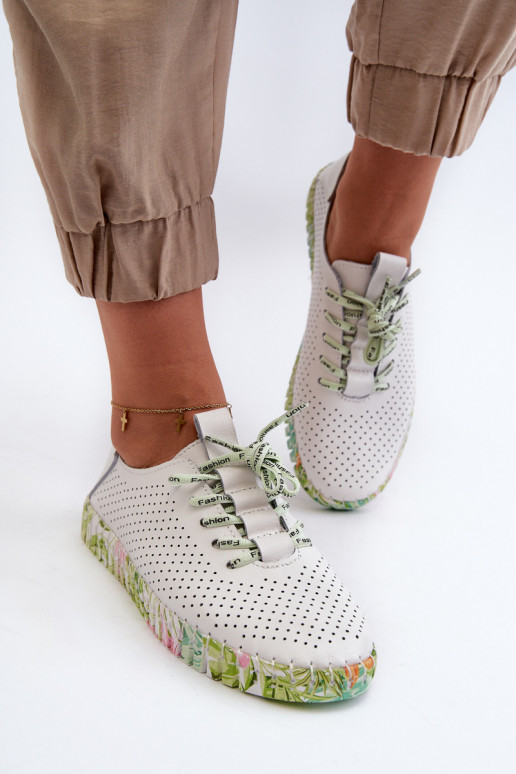 Sznurowe apavi  no dabīgas ādas baltas krāsas Farnalea Sznurowe apavi  no dabīgas ādas baltas krāsas Farnalea