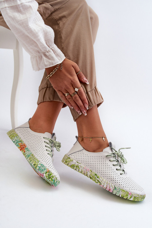 Sznurowe apavi  no dabīgas ādas baltas krāsas Farnalea Sznurowe apavi  no dabīgas ādas baltas krāsas Farnalea