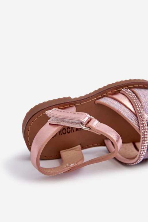 spīdīgs Bērnu sandales ar lipīgām aizdarēm Rozā krāsas Delphina