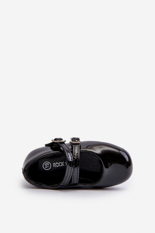 Laque balerīnas   Bērnu apavi ar siksniņām Melns Margenis