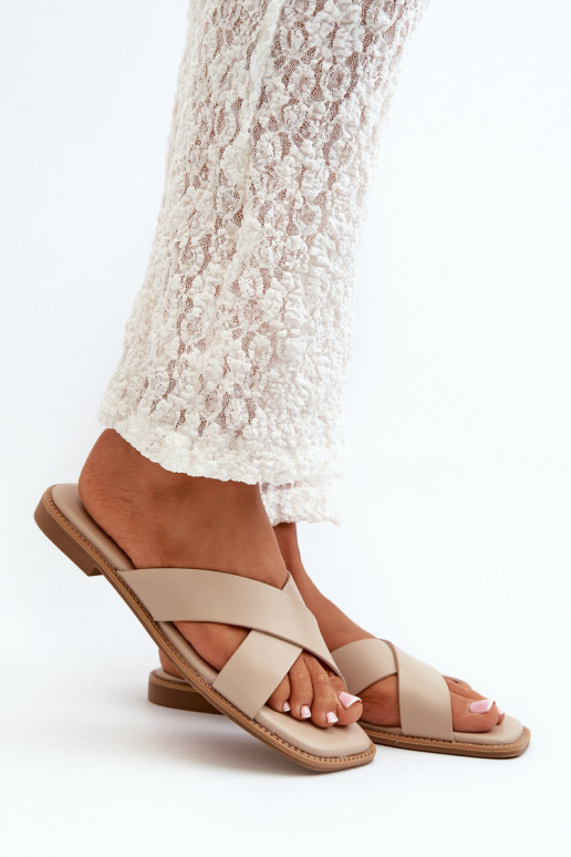 sieviešu čības ar platiem papēžiem no eko ādas S.Barski KV27-002 smilšu krāsas