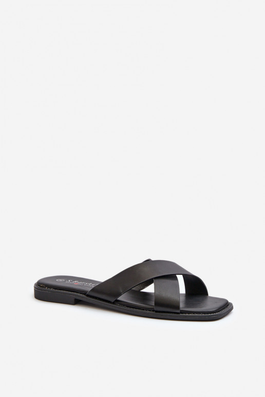 sieviešu čības ar platiem papēžiem no eko ādas S.Barski KV27-002 Melns