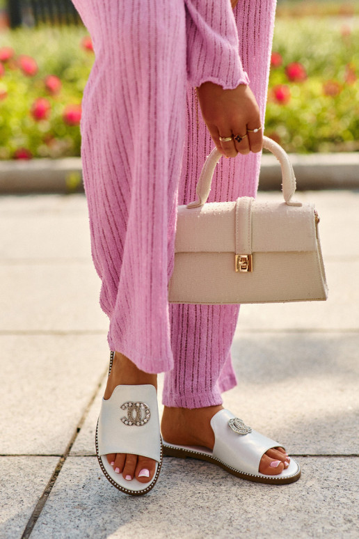 Eleganta stila sieviešu čības spīdīgs ar ornamentiem S.Barski KV27-050 Sudraba krāsas