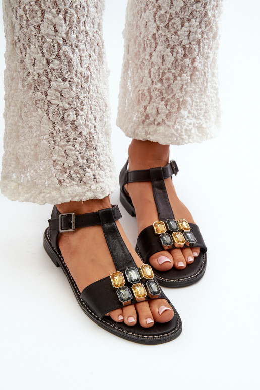 Eleganta stila Sieviešu basenes  Detalami S.Barski KV27-030 Melns Eleganta stila Sieviešu basenes  Detalami S.Barski KV27-030 Melns