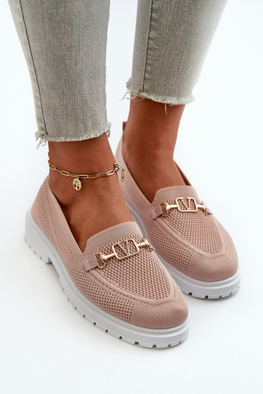 Mokasīni ar platiem papēžiem Ze Zelta krāsasm Detalem Rozā krāsas Limentia  Mokasīni ar platiem papēžiem Ze Zelta krāsasm Detalem Rozā krāsas Limentia