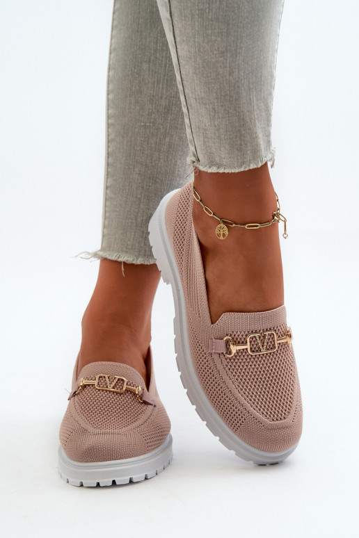 Mokasīni ar platiem papēžiem Ze Zelta krāsasm Detalem Rozā krāsas Limentia  Mokasīni ar platiem papēžiem Ze Zelta krāsasm Detalem Rozā krāsas Limentia