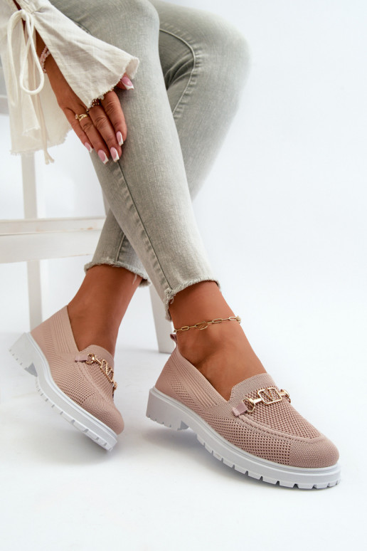 Mokasīni ar platiem papēžiem Ze Zelta krāsasm Detalem Rozā krāsas Limentia  Mokasīni ar platiem papēžiem Ze Zelta krāsasm Detalem Rozā krāsas Limentia