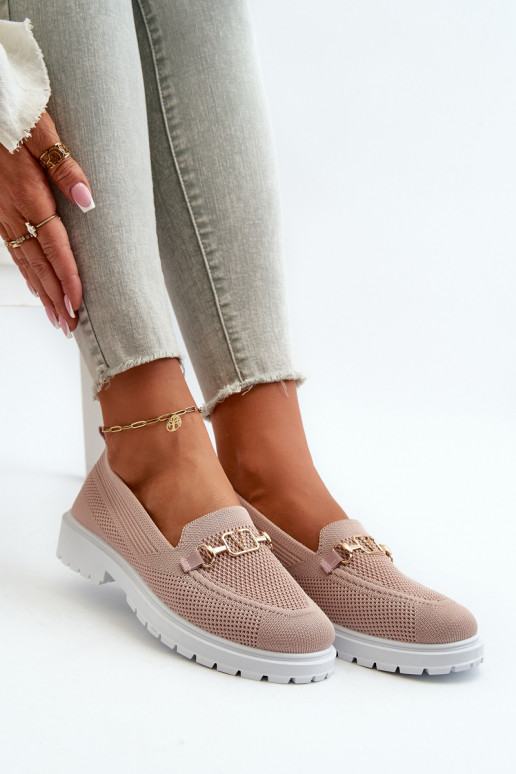 Mokasīni ar platiem papēžiem Ze Zelta krāsasm Detalem Rozā krāsas Limentia  Mokasīni ar platiem papēžiem Ze Zelta krāsasm Detalem Rozā krāsas Limentia