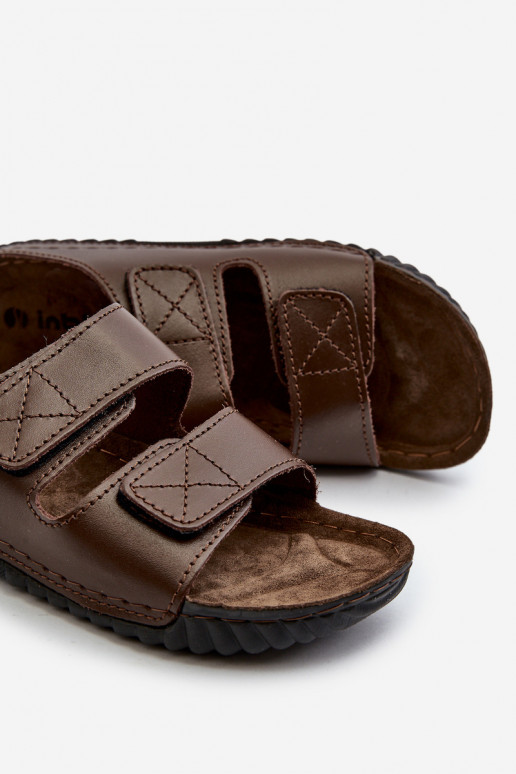 Ērtas čības  Ar svītrām ar lipīgām aizdarēm Inblu FM00001U tumši brūnas krāsas