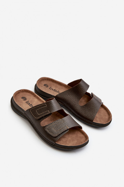 Ērtas čības  Ar svītrām ar lipīgām aizdarēm Inblu GV00002I tumši brūnas krāsas