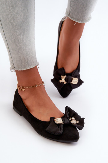  Eko Zamšādas balerīnas ar bantītēm I Broszką Melns Satris