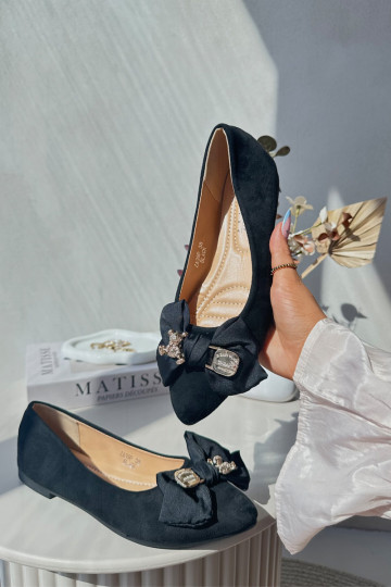 Eko Zamšādas balerīnas ar bantītēm I Broszką Melns Satris 2