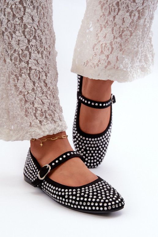 Eko Zamšādas balerīnas Ozdobione  Melns Tinara Eko Zamšādas balerīnas Ozdobione  Melns Tinara