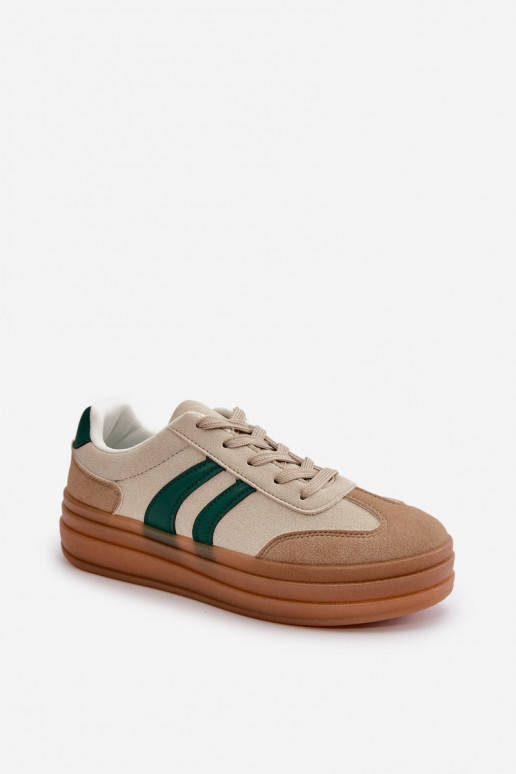 Sneakers modeļa apavi Sieviešu ar platformu smilšu krāsas-Zaļas krāsas Nesonice