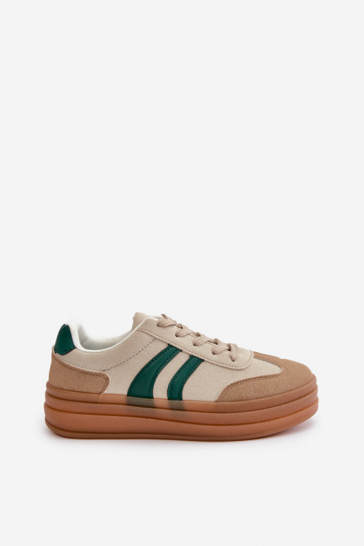 Sneakers modeļa apavi Sieviešu ar platformu smilšu krāsas-Zaļas krāsas Nesonice