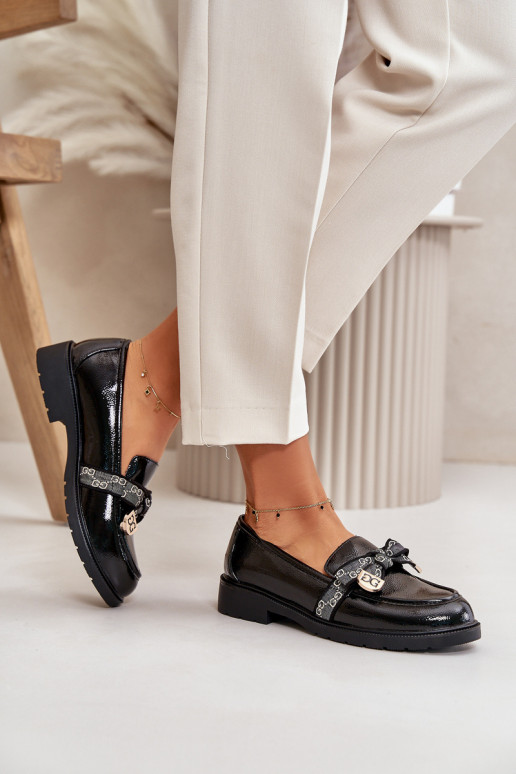 Laque  Mokasīni ar bantītēm S.Barski HY42-331A Melns Laque  Mokasīni ar bantītēm S.Barski HY42-331A Melns
