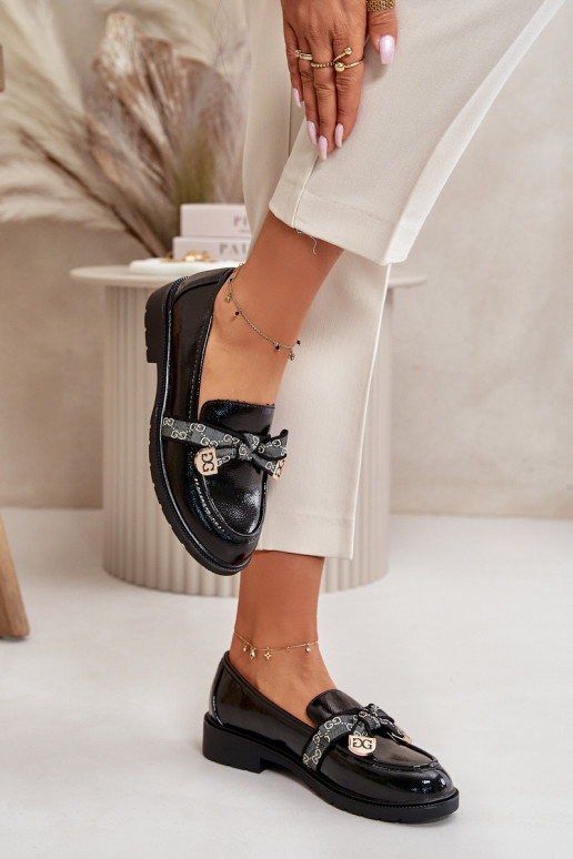 Laque  Mokasīni ar bantītēm S.Barski HY42-331A Melns Laque  Mokasīni ar bantītēm S.Barski HY42-331A Melns