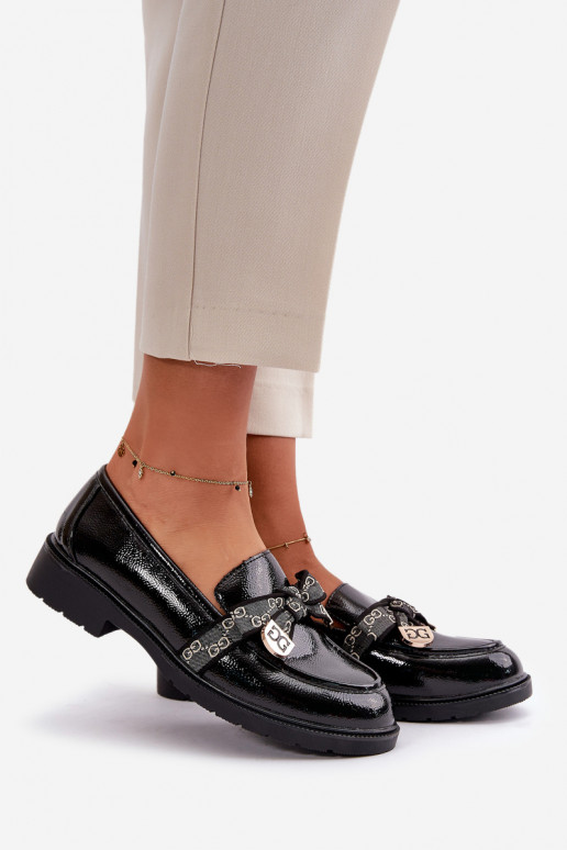 Laque  Mokasīni ar bantītēm S.Barski HY42-331A Melns Laque  Mokasīni ar bantītēm S.Barski HY42-331A Melns