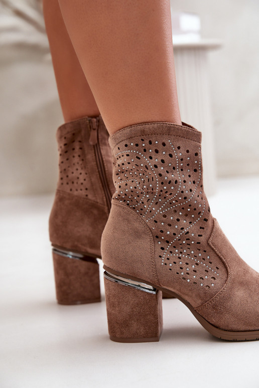 Dekorētas  Sieviešu puszābaki Z u brūnas krāsas S.Barski HY42-029 Dekorētas  Sieviešu puszābaki Z u brūnas krāsas S.Barski HY42-029