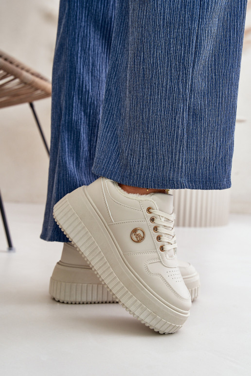 Sneakers modeļa apavi sporta apavi Sieviešu siltināti Uz masīvas zoles smilšu krāsas Verissha