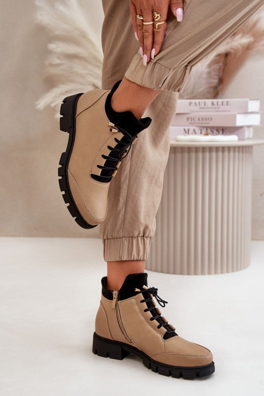 zempapēžu apavi sievietēm siltināti no eko ādas smilšu krāsas Erisabelle zempapēžu apavi sievietēm siltināti no eko ādas smilšu krāsas Erisabelle