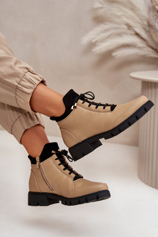 zempapēžu apavi sievietēm siltināti no eko ādas smilšu krāsas Erisabelle zempapēžu apavi sievietēm siltināti no eko ādas smilšu krāsas Erisabelle