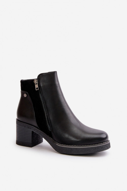 Sieviešu puszābaki no eko ādas ar papēdi siltināti Melns Revianna Sieviešu puszābaki no eko ādas ar papēdi siltināti Melns Revianna