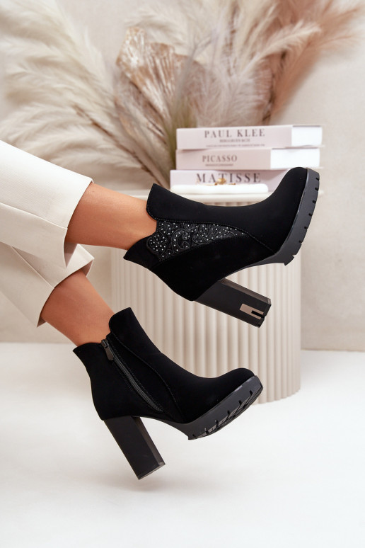 siltināti Sieviešu puszābaki  Z Haftem Melns Verissae siltināti Sieviešu puszābaki  Z Haftem Melns Verissae