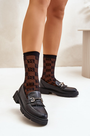 sieviešu mokasīni ar ornamentiem Eko   Melns Tialorae 2