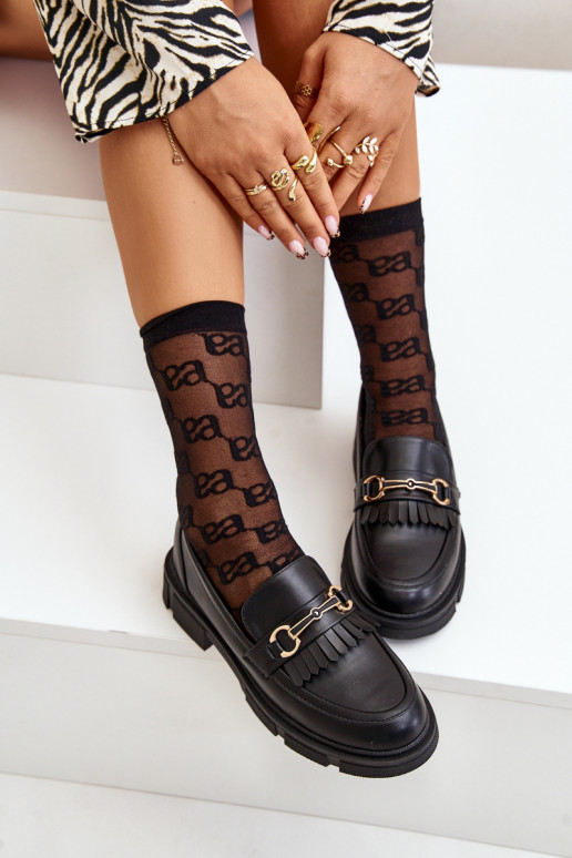 sieviešu mokasīni ar ornamentiem Eko   Melns Tialorae