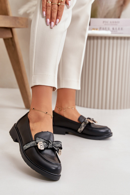 Mokasīni ar bantītēm S.Barski HY42-331 Melns  Mokasīni ar bantītēm S.Barski HY42-331 Melns