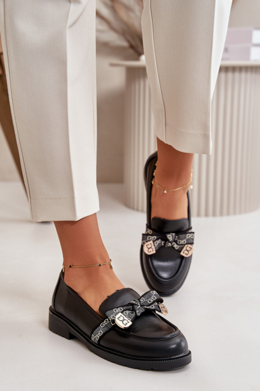 Mokasīni ar bantītēm S.Barski HY42-331 Melns  Mokasīni ar bantītēm S.Barski HY42-331 Melns